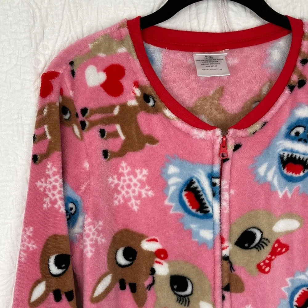 Rudolf the Red Nosed Reindeer Women’s Fleece Pajamas Onesie sz Medium